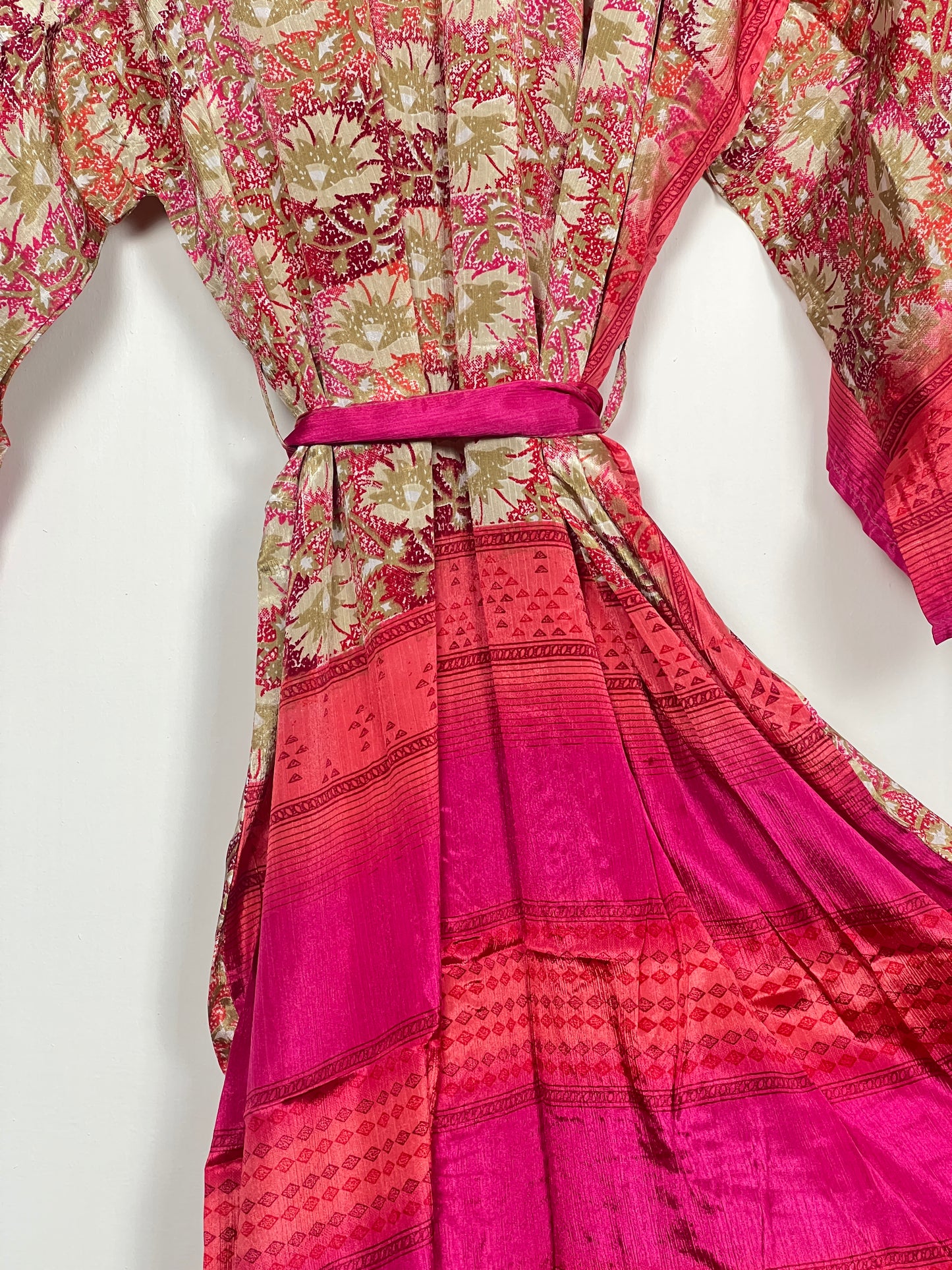 Vintage Saree Silk Kimono / Duster - Long - Wider Unisex Fit