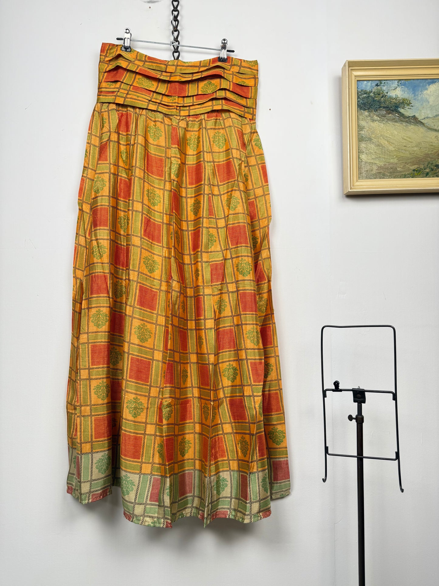 Vintage Saree Silk Pleated Skirt