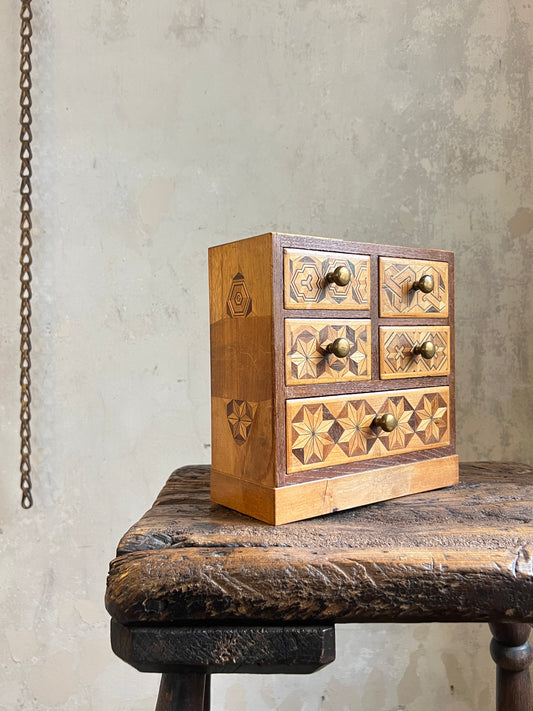 A Japanese Parquetry Specimen Table-top Miniature Chest