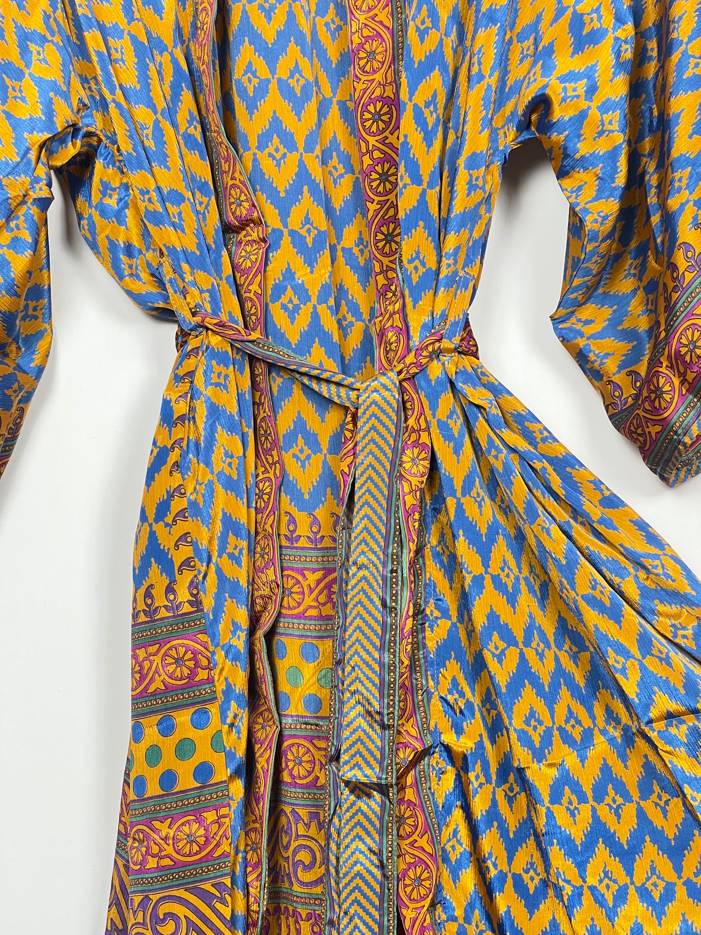 Vintage Saree Silk Kimono / Duster - Long - Wider Unisex Fit