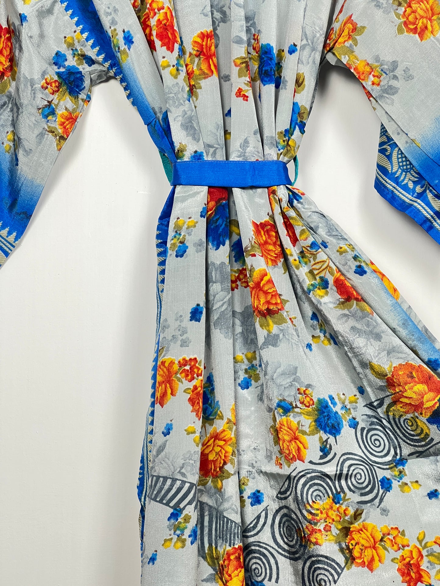 Vintage Saree Silk Kimono / Duster - Long - Wider Unisex Fit