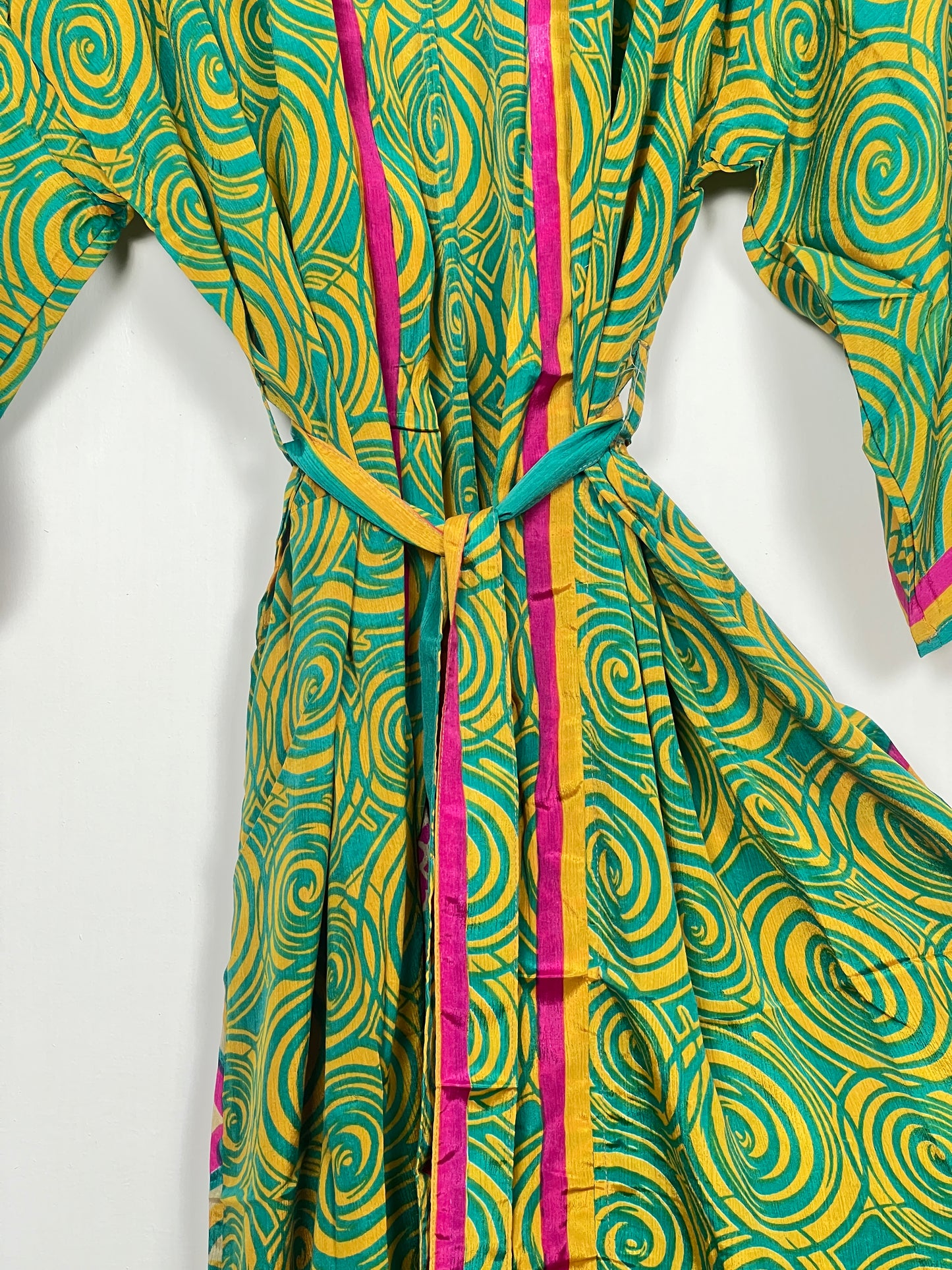 Vintage Saree Silk Kimono / Duster - Long - Wider Unisex Fit