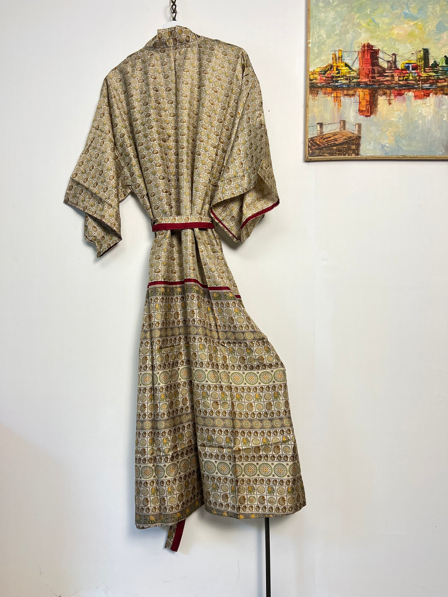 Vintage Saree Silk Kimono / Duster - Long