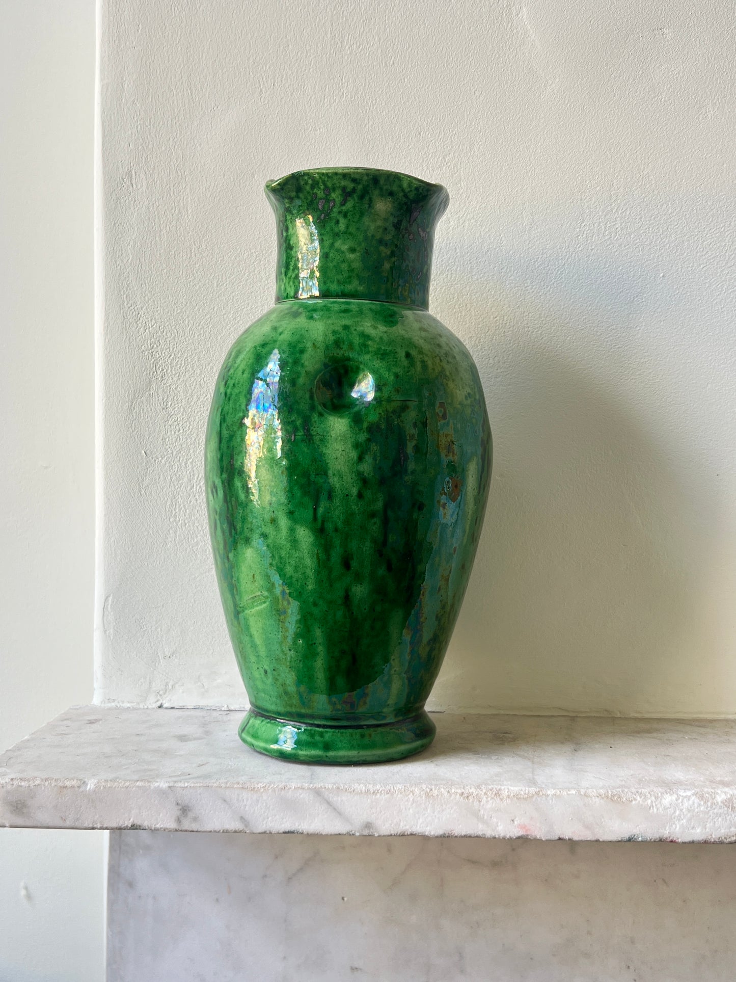 Belgian Art Nouveau Green Glazed Art Pottery Vase