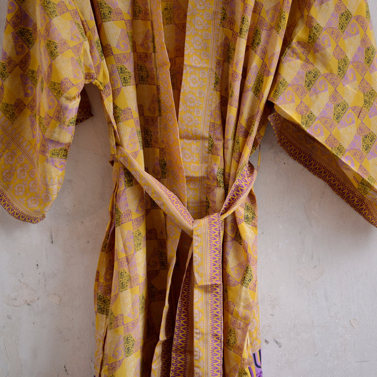 Vintage Saree Silk Kimono / Duster - Long