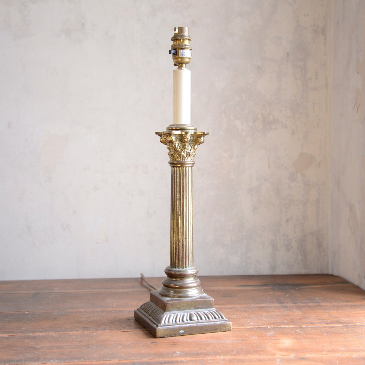 Brass Fluted Corinthian Column Table Lamp