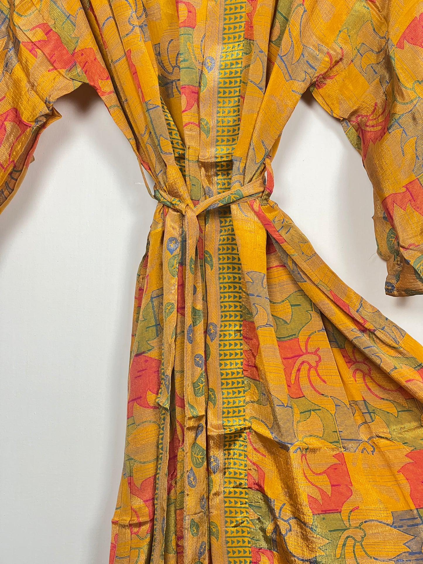 Vintage Saree Silk Kimono / Duster - Long - Wider Unisex Fit