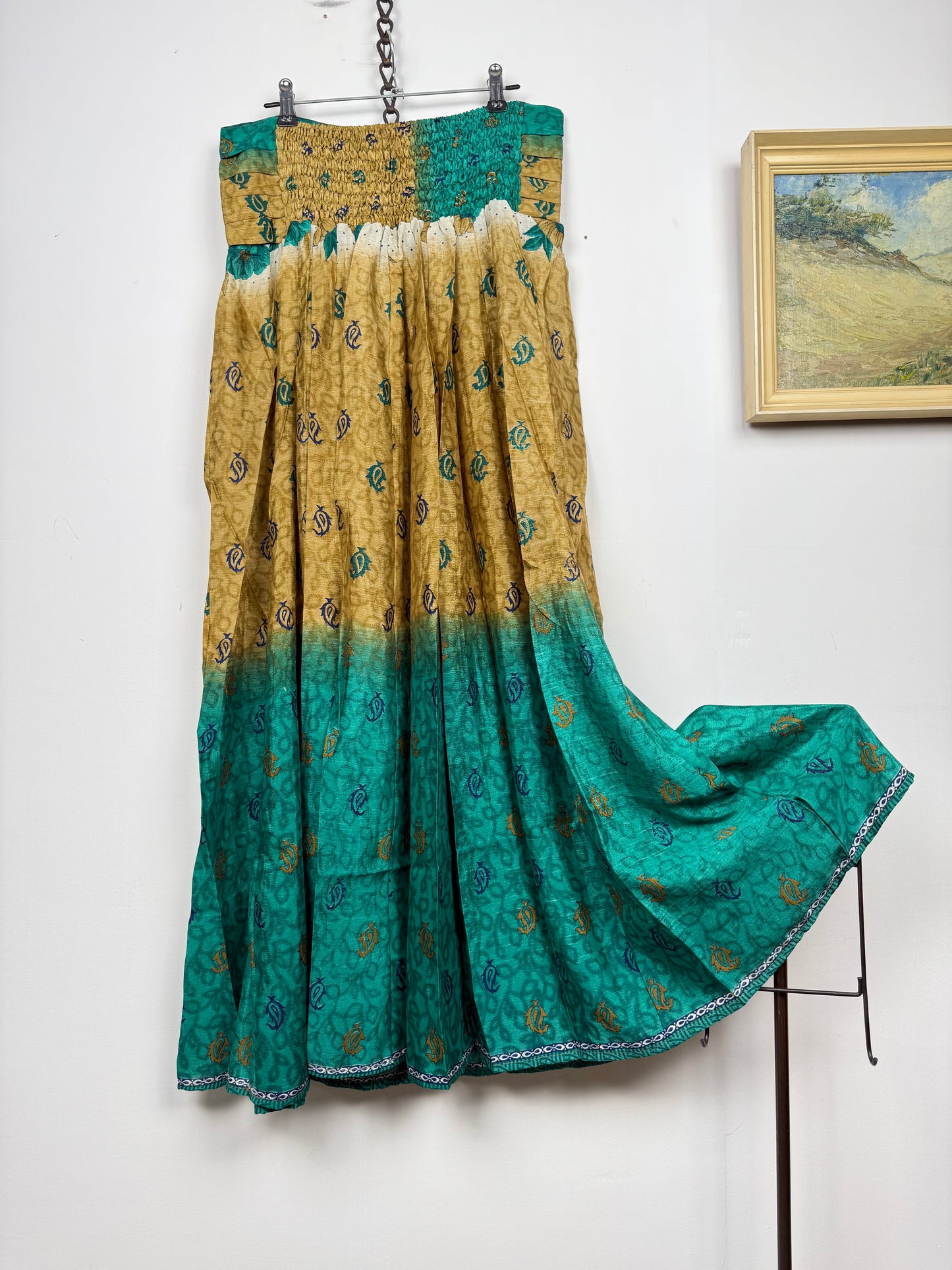 Vintage Saree Silk Pleated Skirt