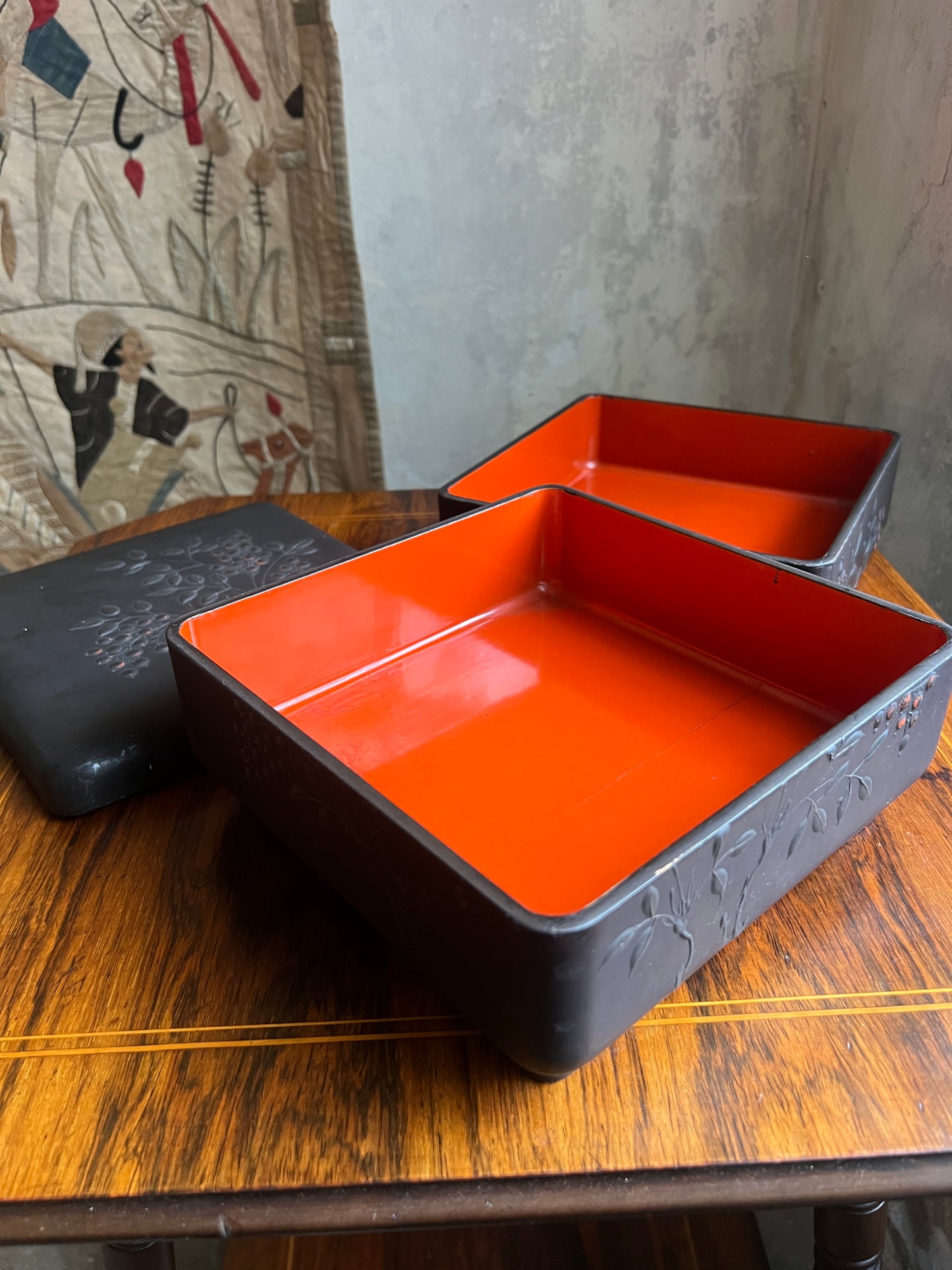 Japanese Lacquerware Two Layer Jubako Box - c1920