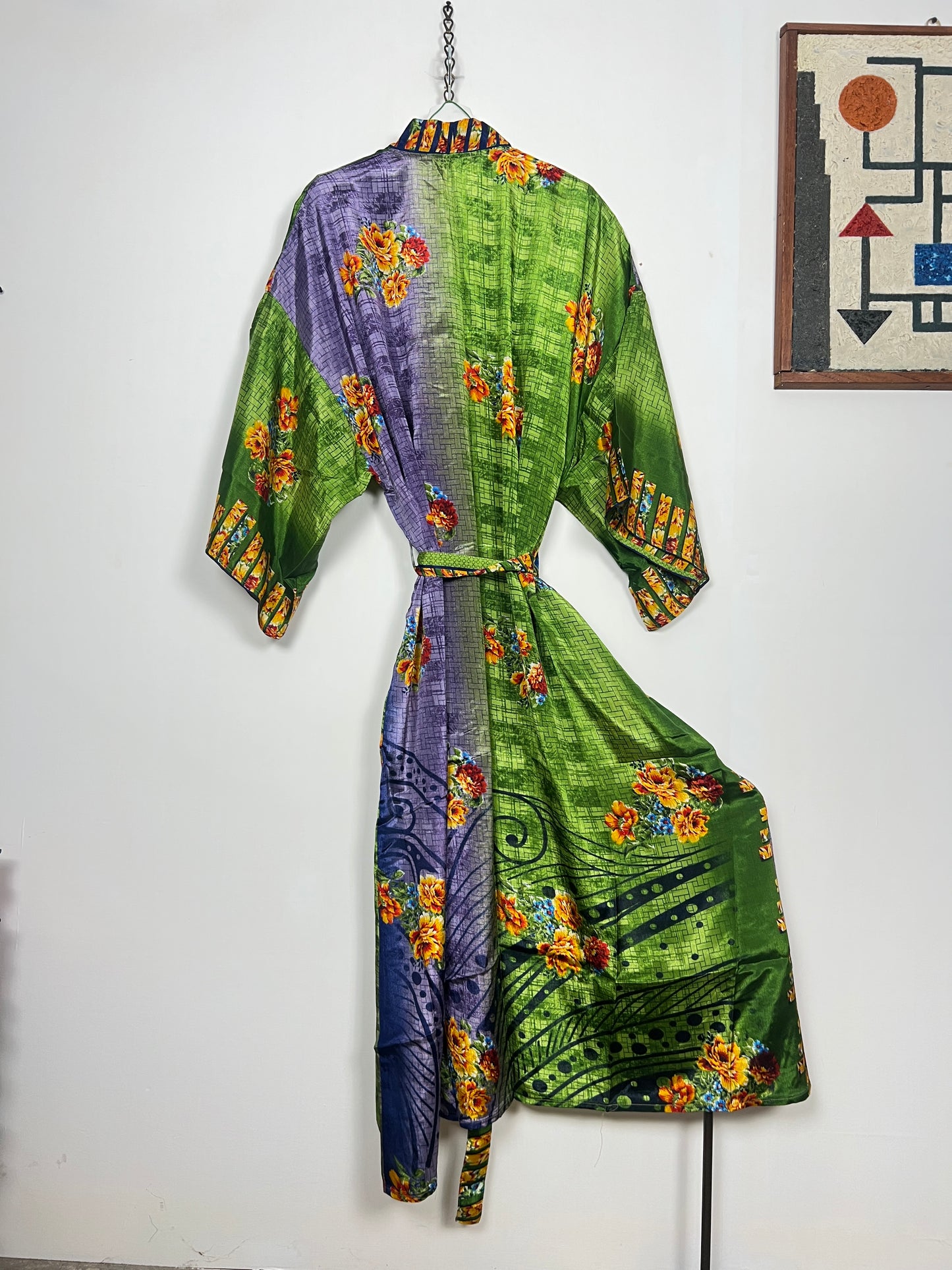 Vintage Saree Silk Kimono / Duster - Long - Wider Unisex Fit
