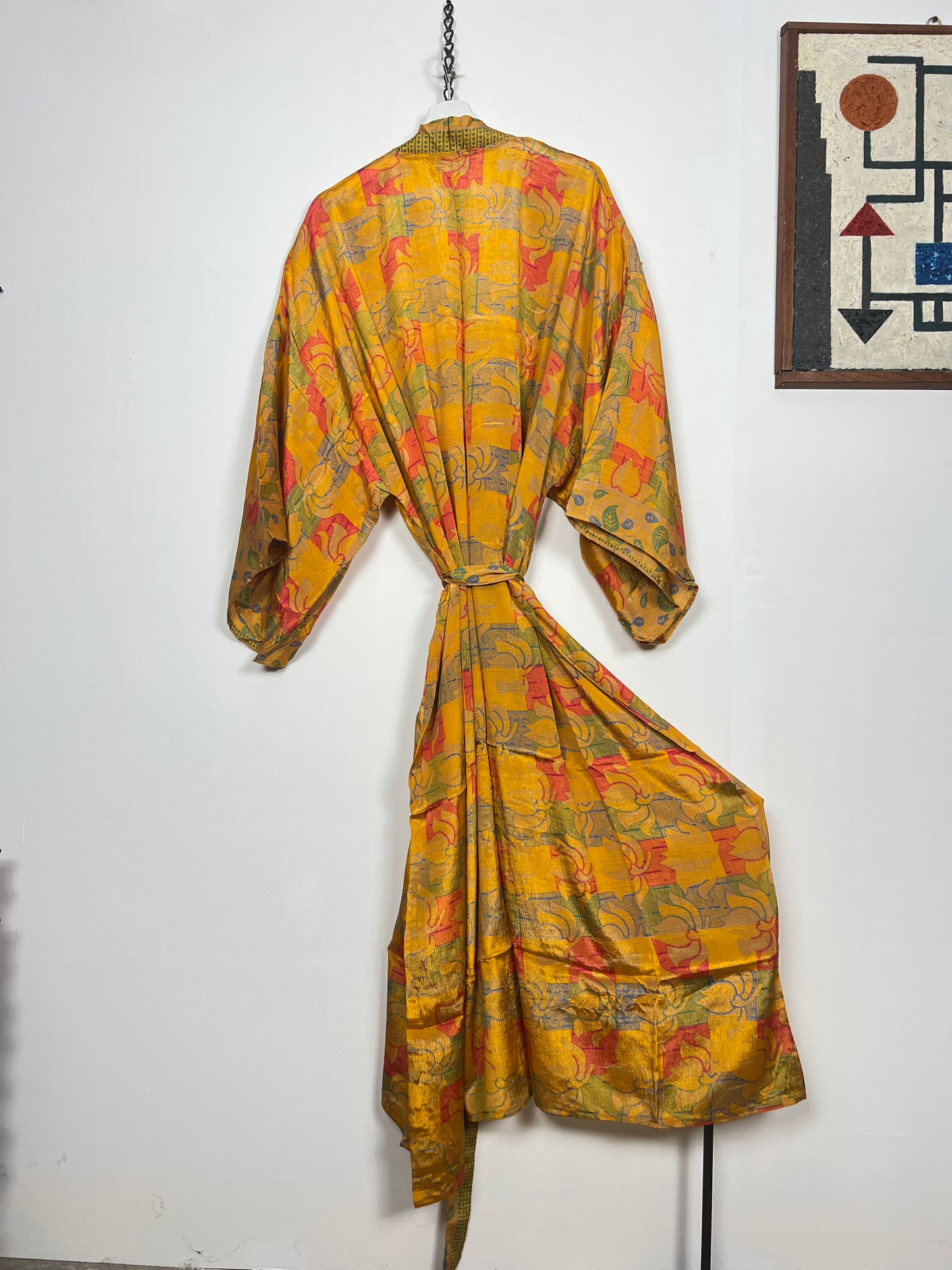 Vintage Saree Silk Kimono / Duster - Long - Wider Unisex Fit