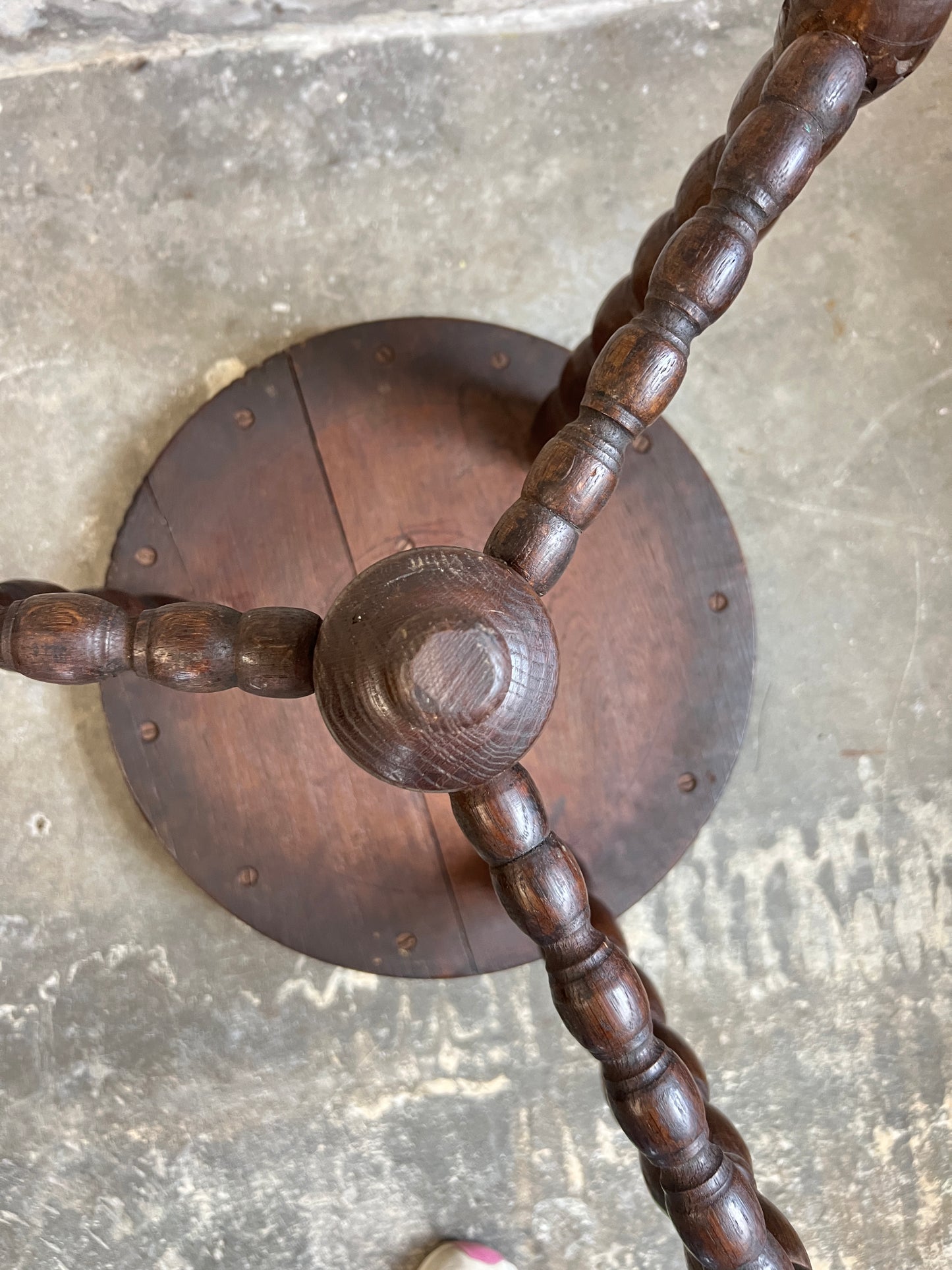 19thC Carved Oak Side Table with Bobbin Legs