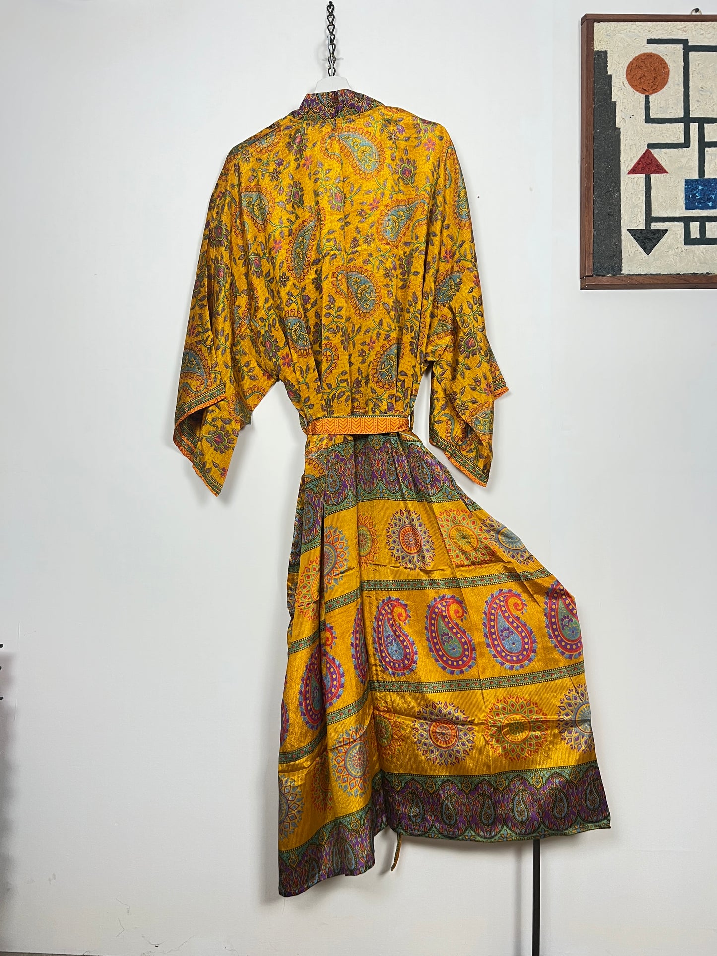 Vintage Saree Silk Kimono / Duster - Long - Wider Unisex Fit