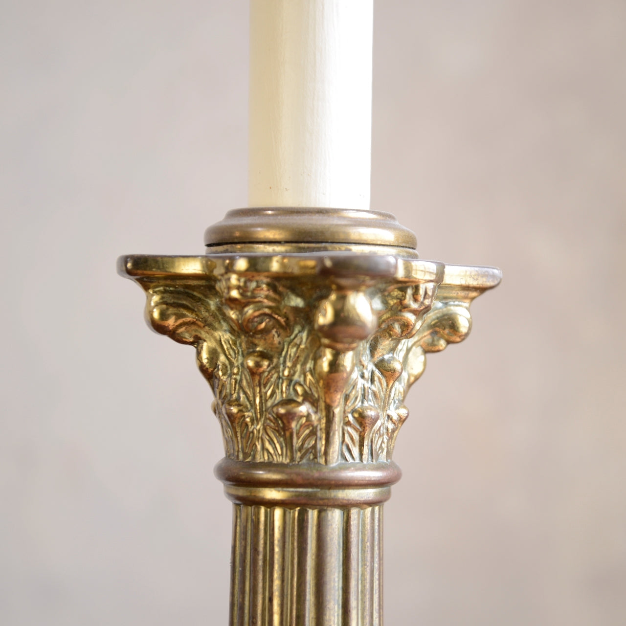 Brass Fluted Corinthian Column Table Lamp