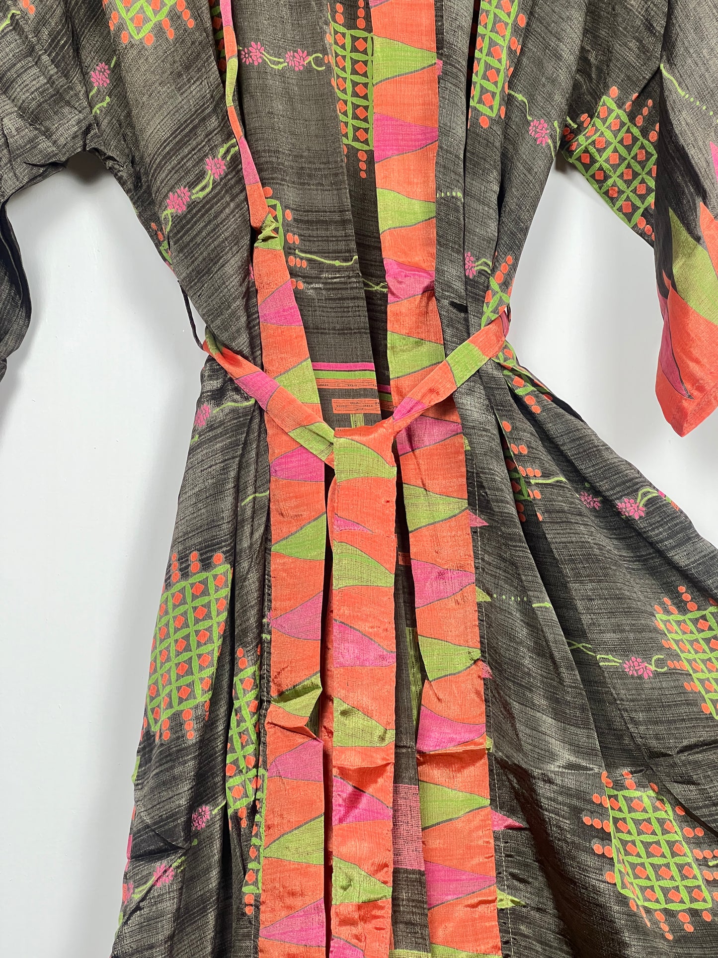 Vintage Saree Silk Kimono / Duster - Long - Wider Unisex Fit