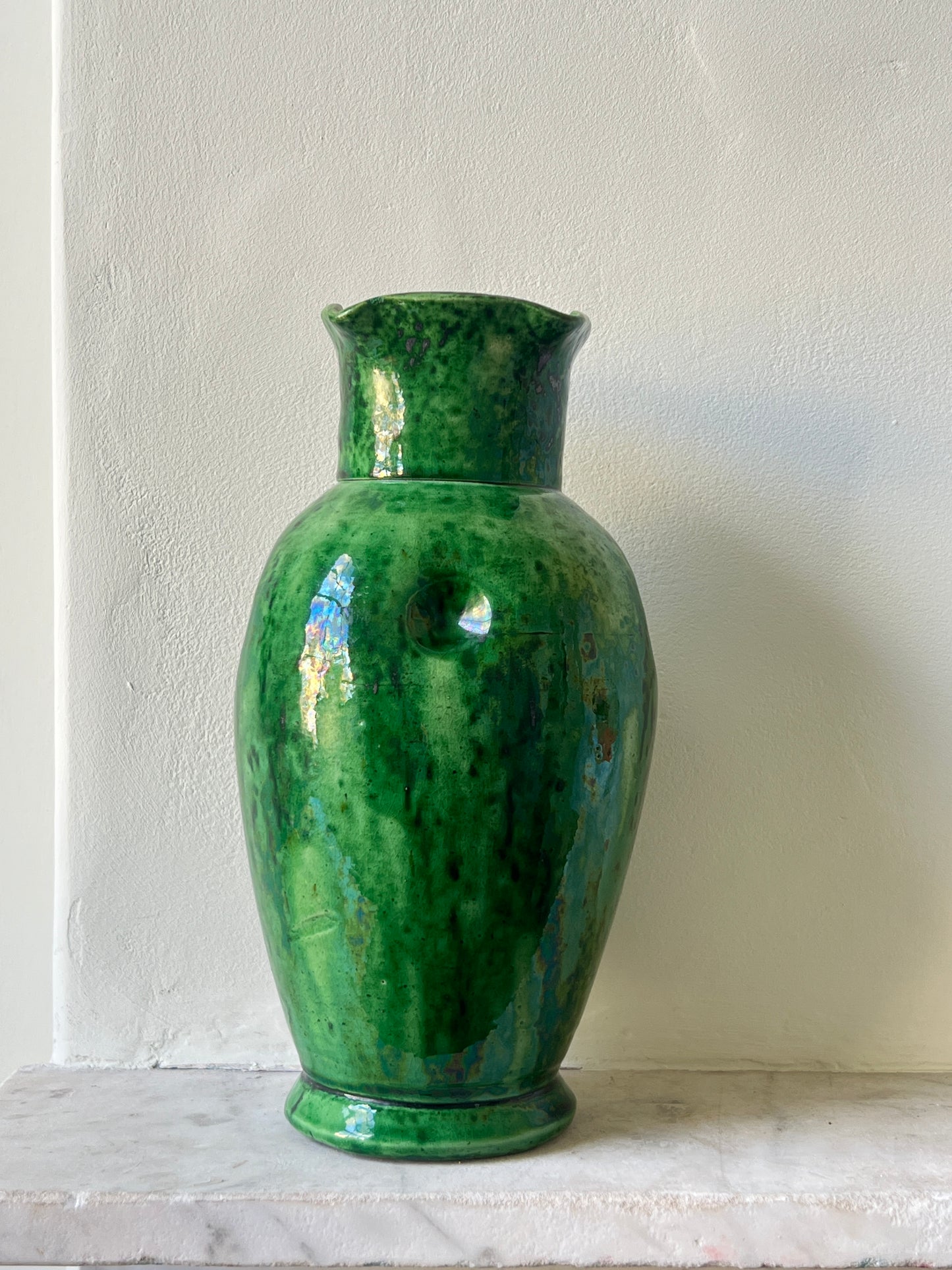 Belgian Art Nouveau Green Glazed Art Pottery Vase