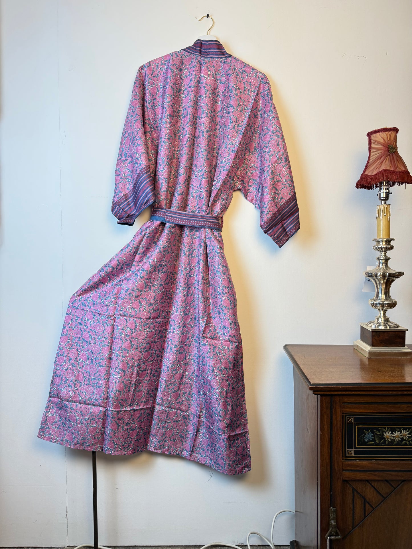Vintage Saree Silk Kimono / Duster - Long