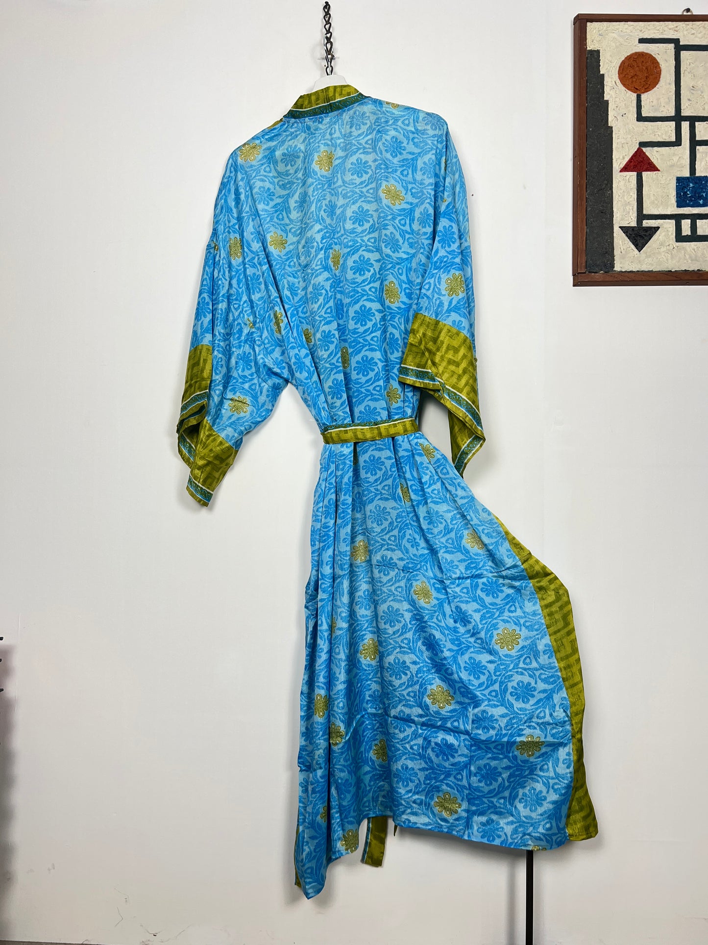 Vintage Saree Silk Kimono / Duster - Long - Wider Unisex Fit