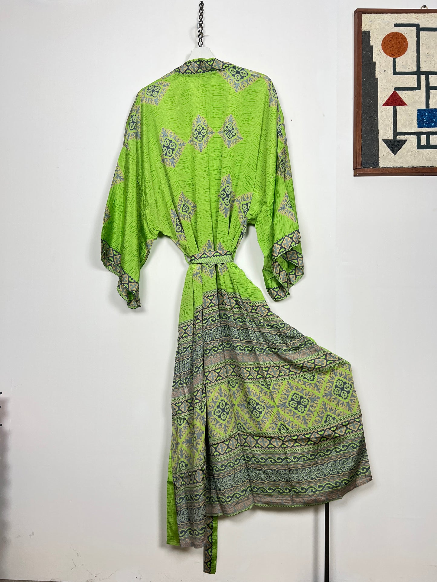 Vintage Saree Silk Kimono / Duster - Long - Wider Unisex Fit
