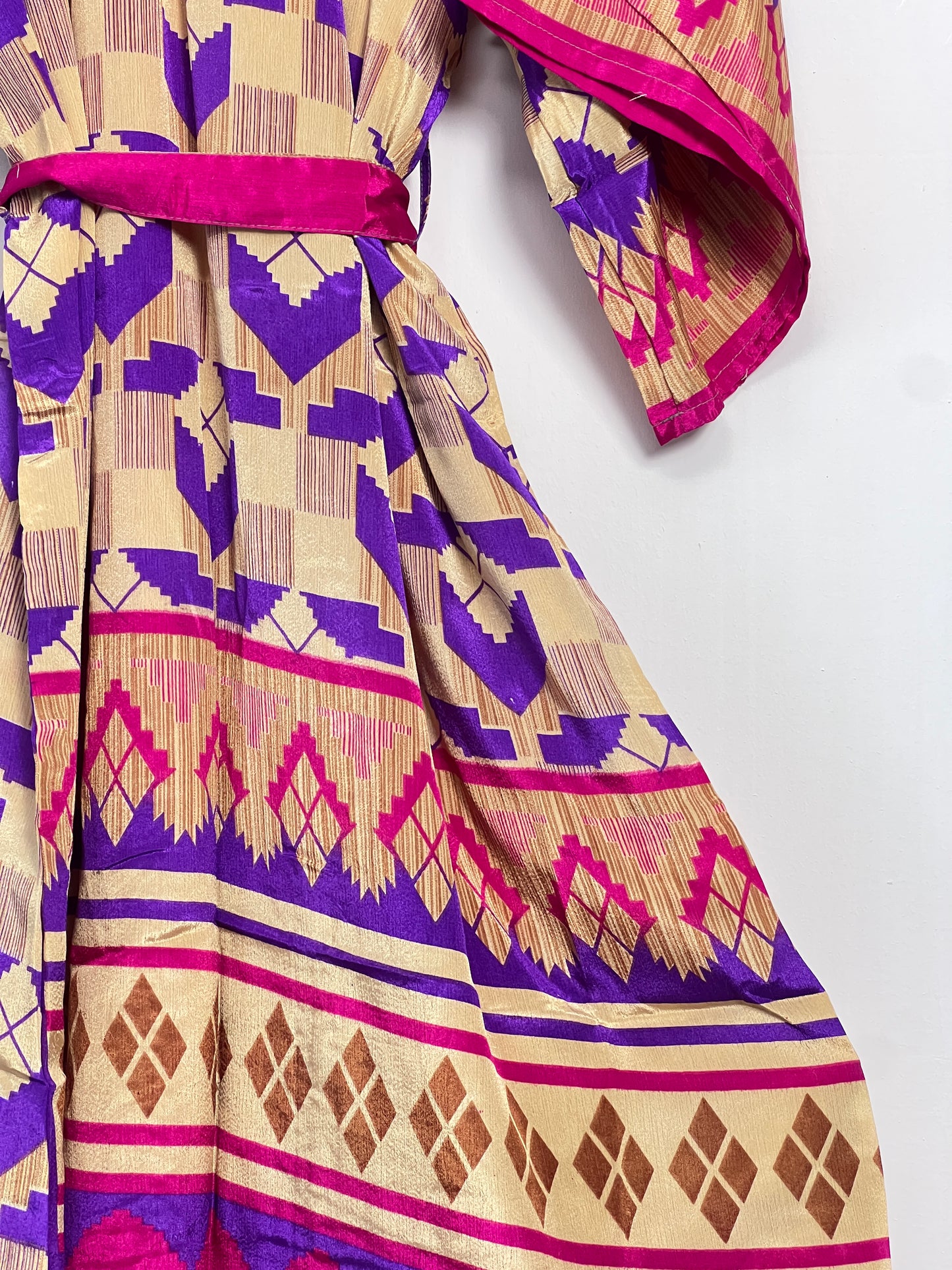 Vintage Saree Silk Kimono / Duster - Long