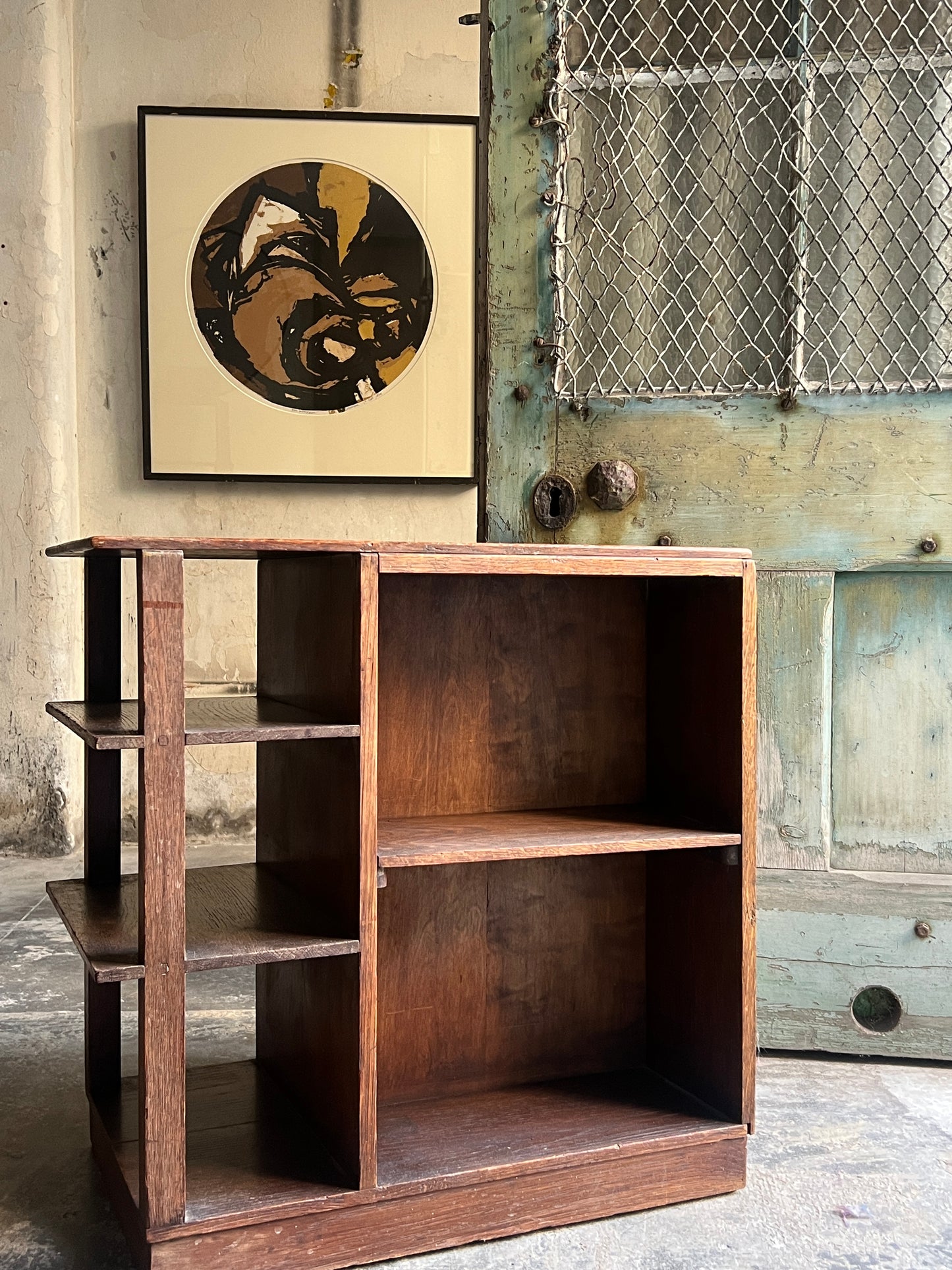 English Three Sided Modernist Compact Bookcase ~ 1930’s