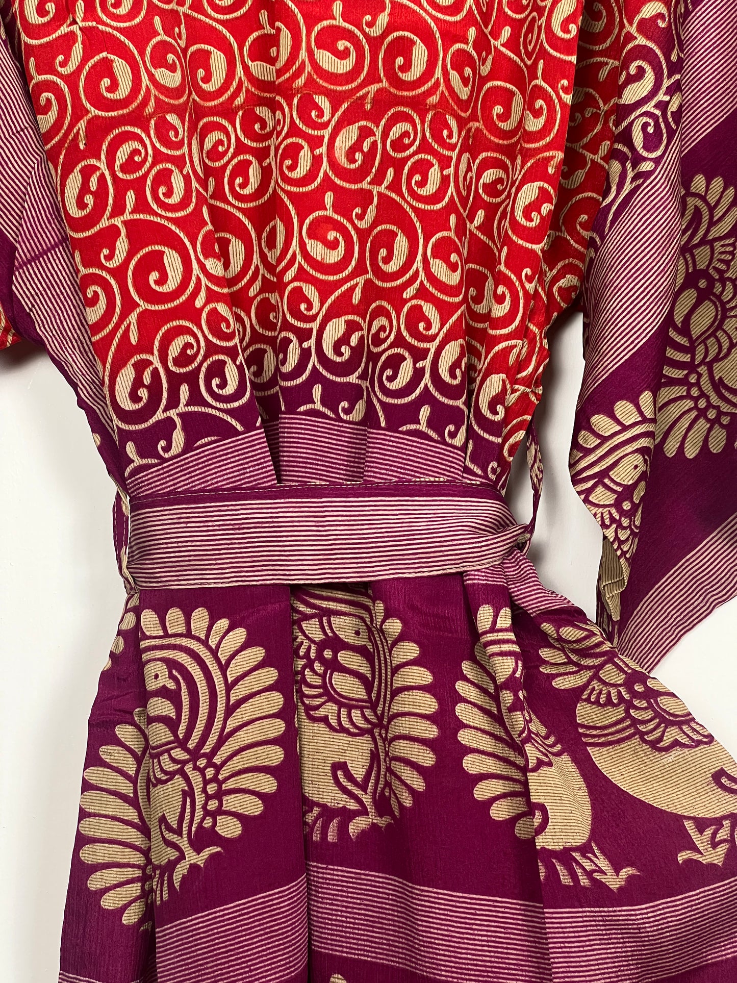 Vintage Saree Silk Kimono / Duster - Short