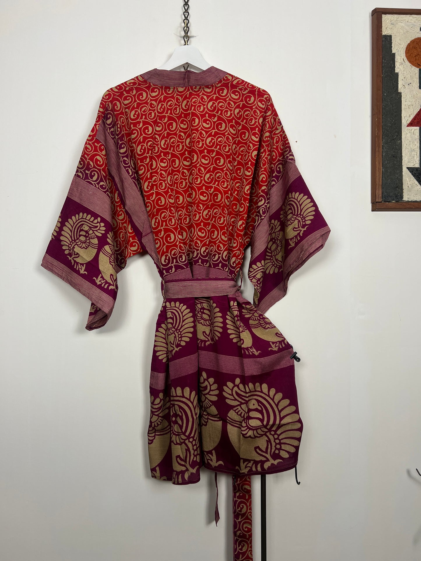 Vintage Saree Silk Kimono / Duster - Short