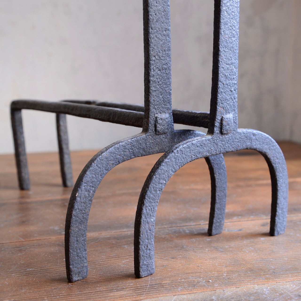 Wrought Iron Andirons Firedogs with Acorn finials - 19th Century