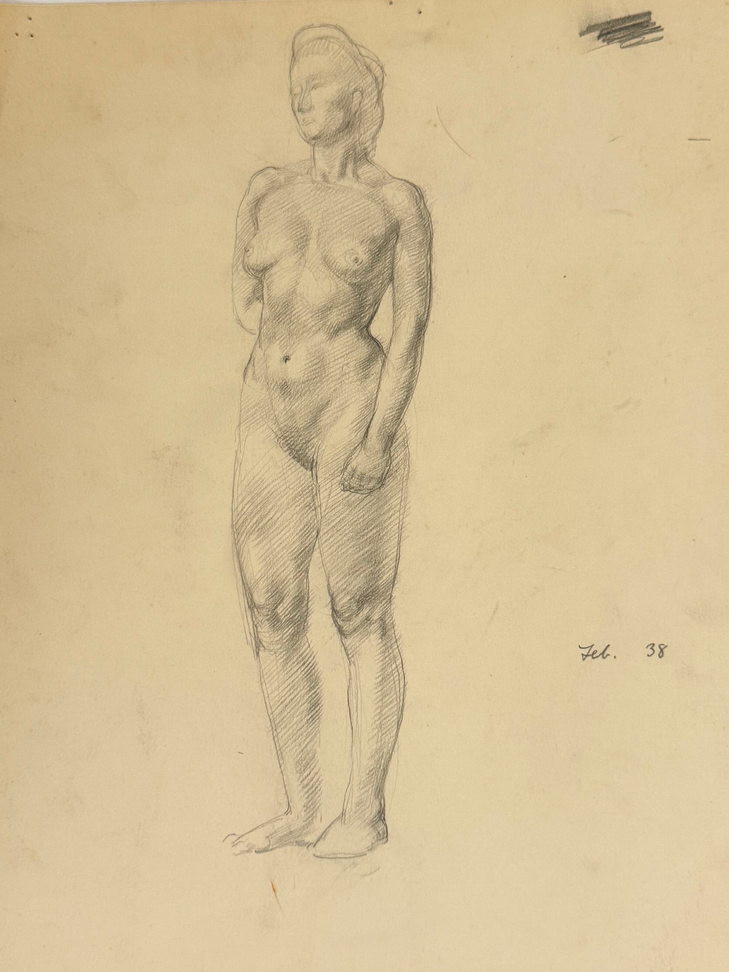 Female Life Drawing from the portfolio of Joyce Platt, Feb 1938