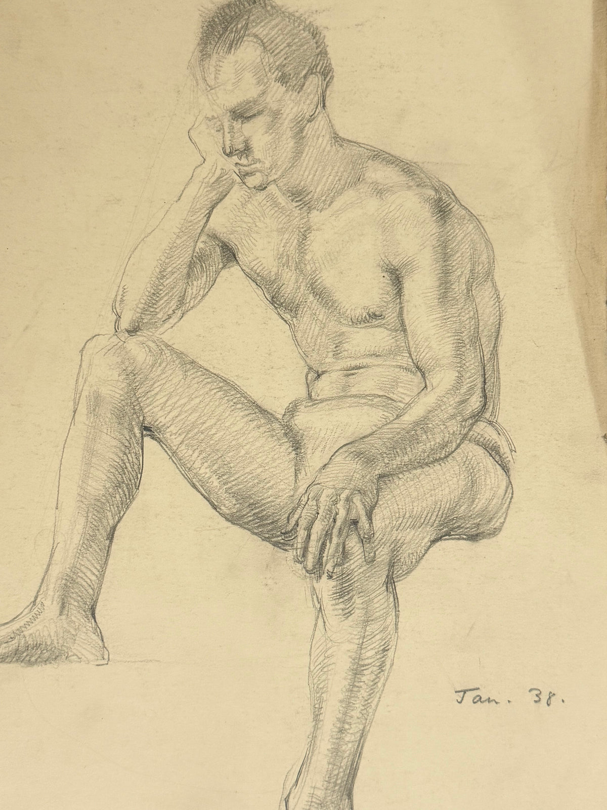 Male Life Drawing from the portfolio of Joyce Platt, Jan 1938