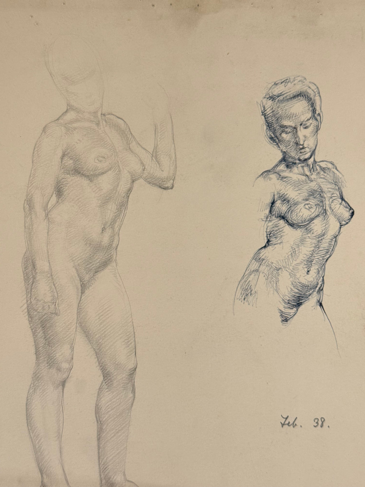 Female Life Drawing from the portfolio of Joyce Platt, Feb 1938