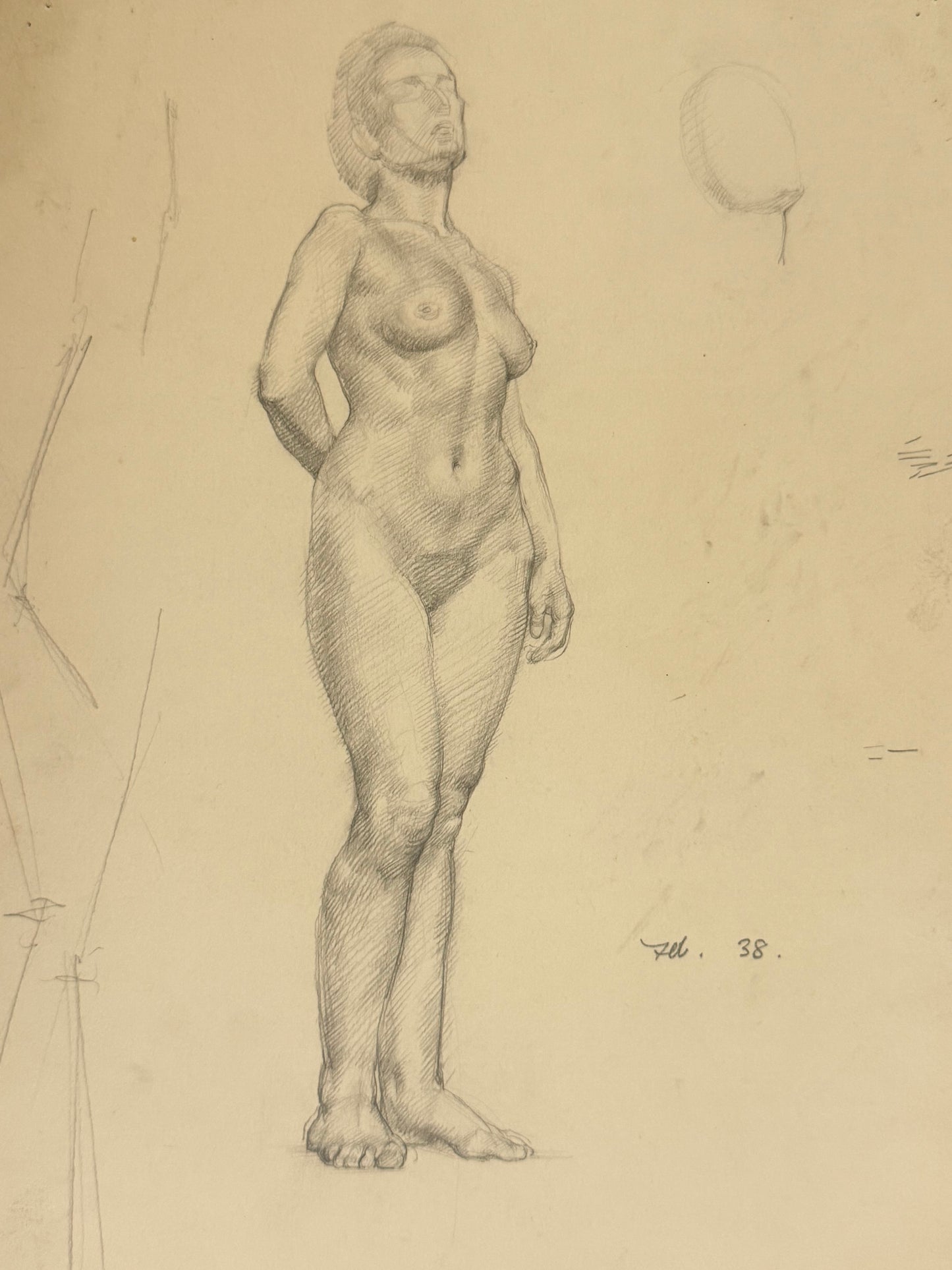 Female Life Drawing from the portfolio of Joyce Platt, Feb 1938