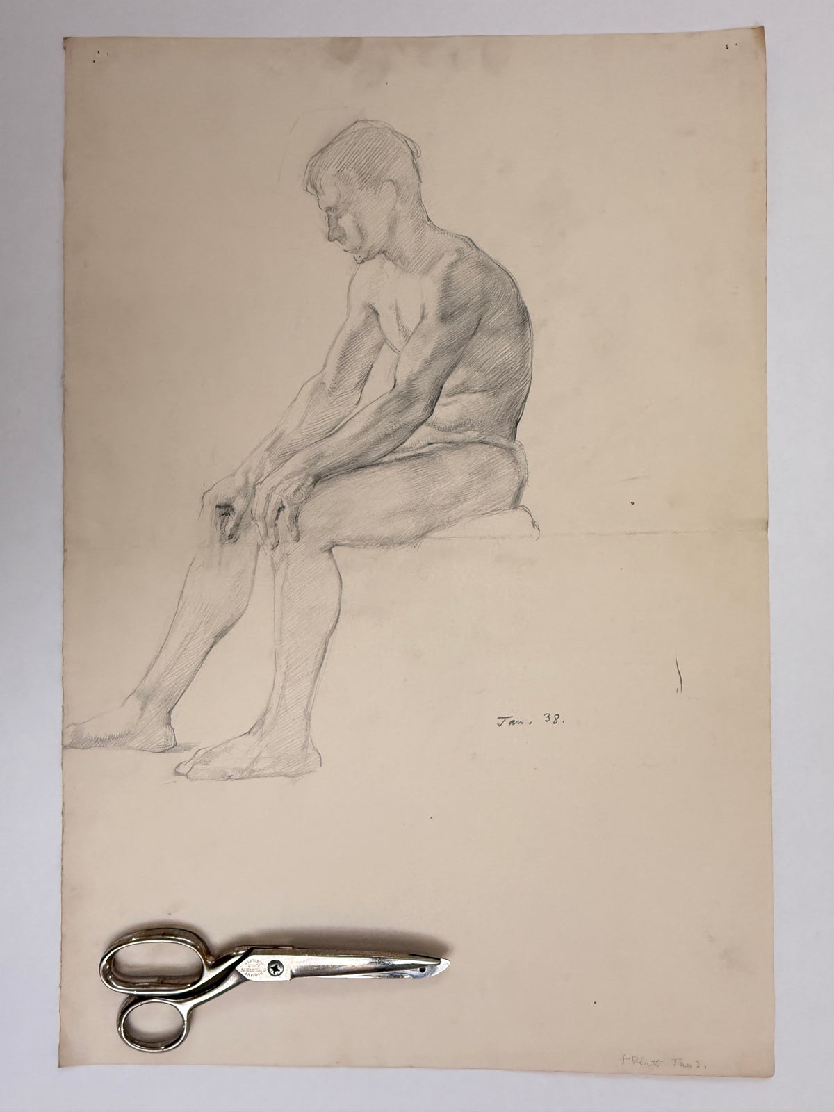 Male Life Drawing from the portfolio of Joyce Platt, Jan. 1938
