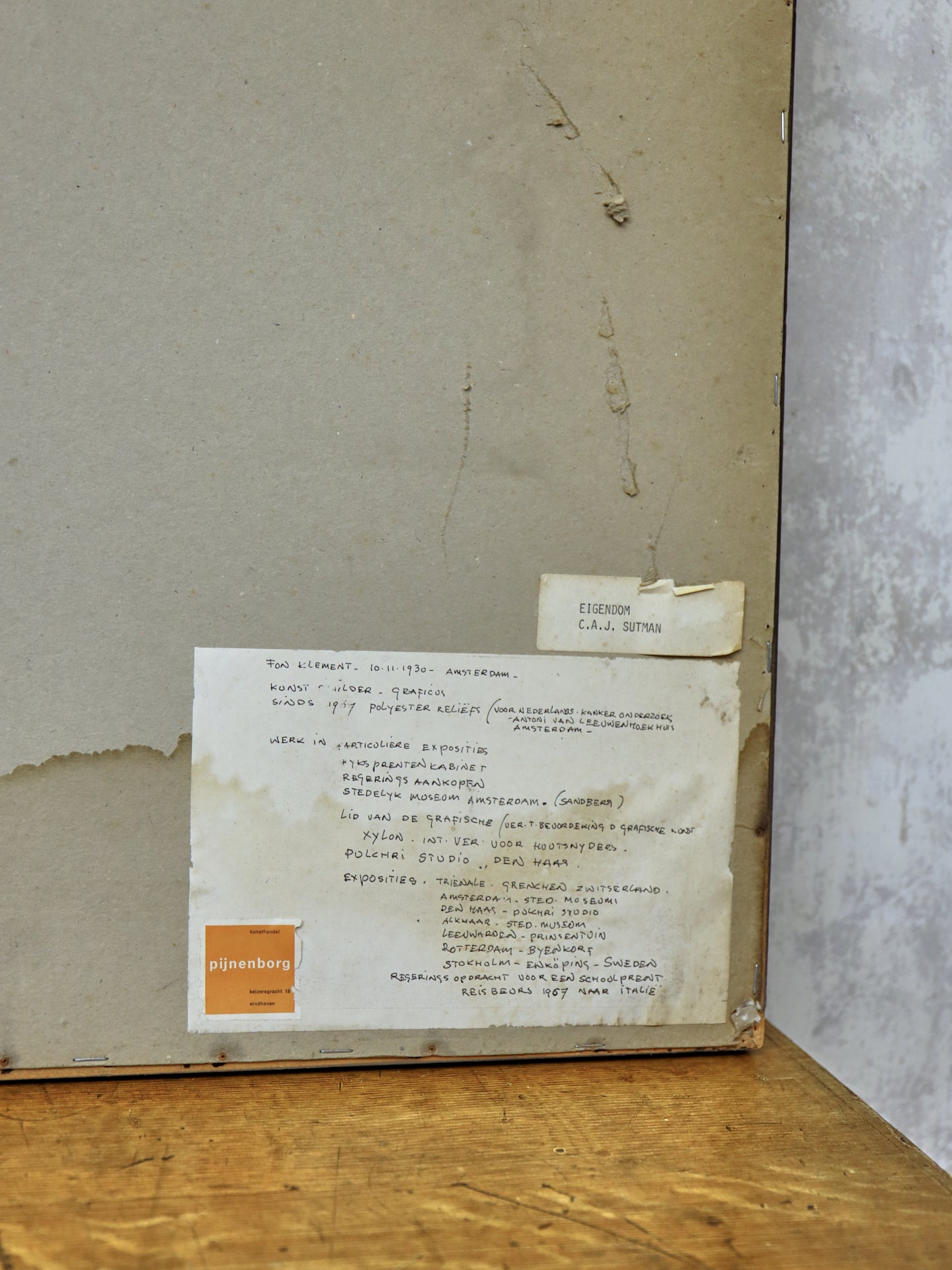 Abstract Hardboard Block Print - Fon Klement | Dutch 1930-2000