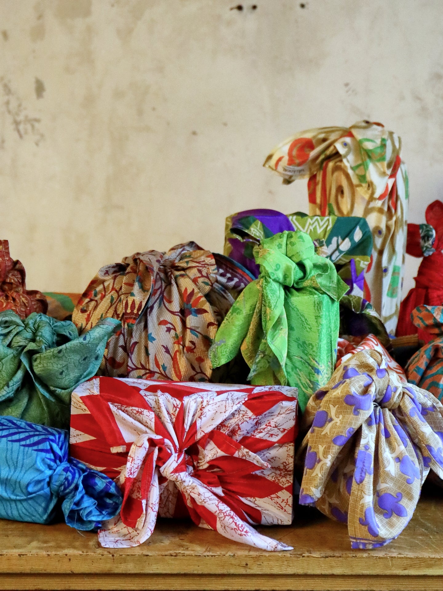 Vintage Saree Silk Furoshiki 60cm Wrapping Cloths Squares Scarfs