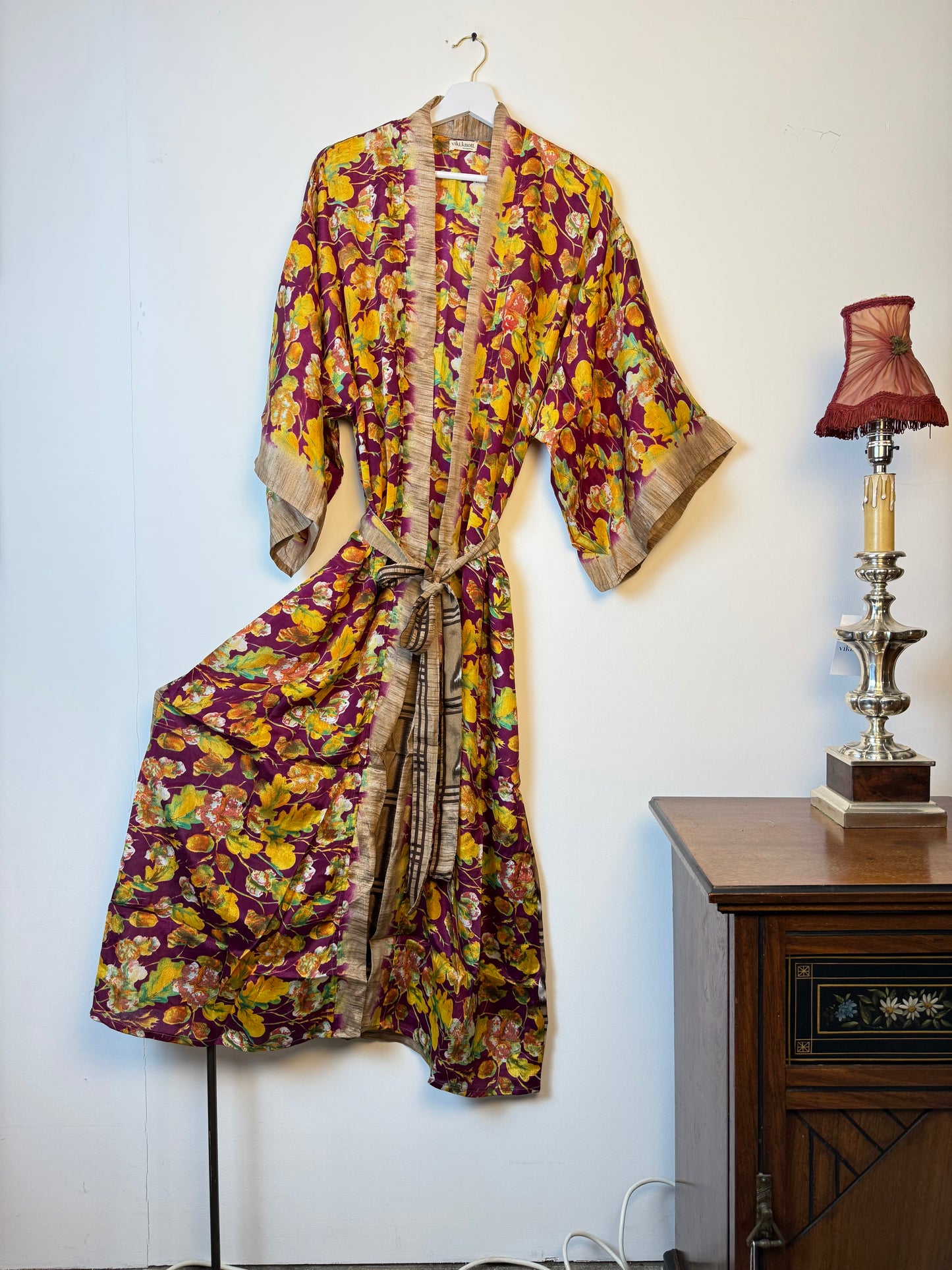 Vintage Saree Silk Kimono / Duster - Long