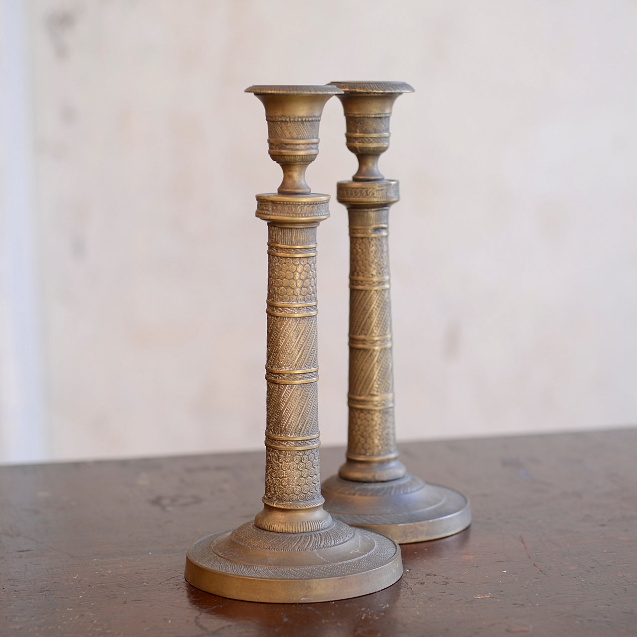 Pair French 19thC Bronze Candlesticks