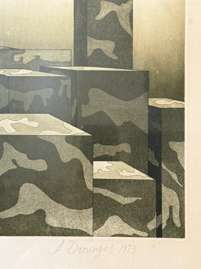 Achilleas Droungas (1940–2015) | City Under Siege II | Original Signed Etching | 1973