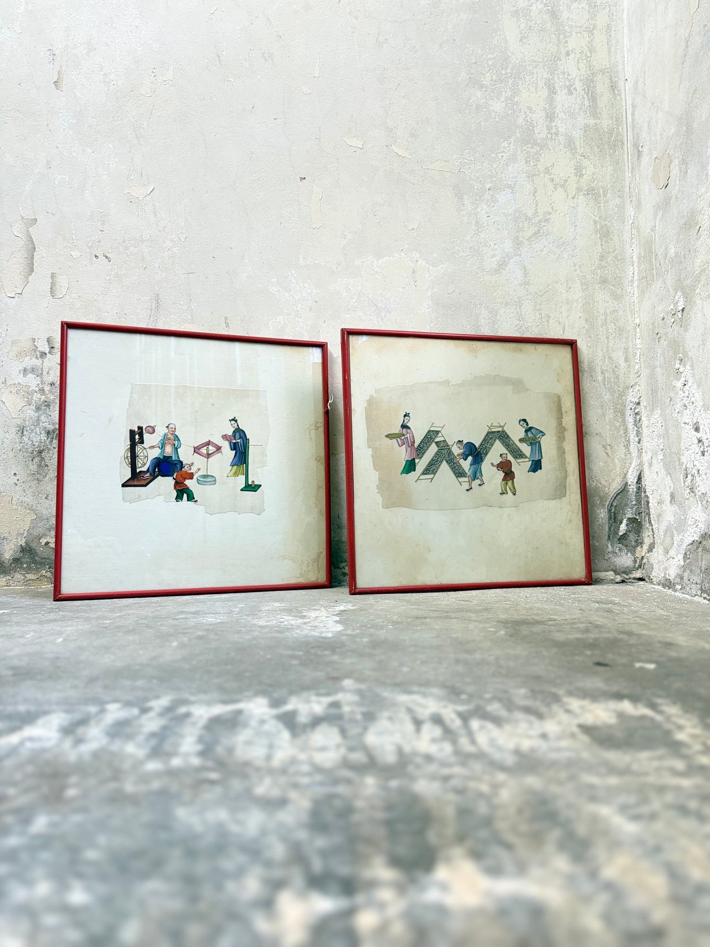 A pair of 19thC Chinese Watercolours on Pith