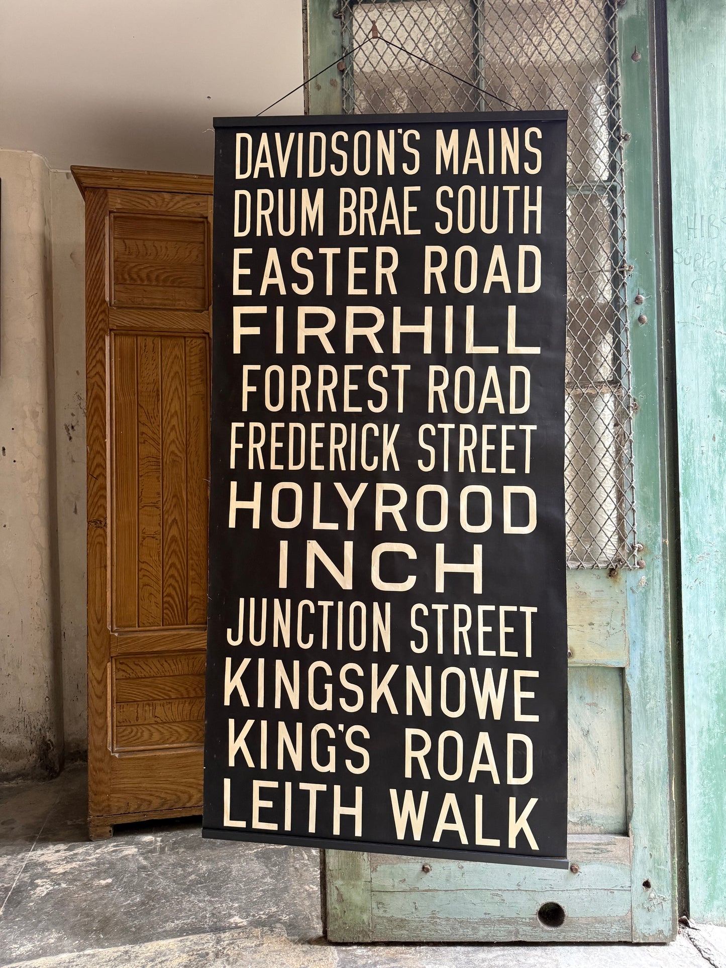 1950’s Linen Destination Bus Blind - Edinburgh - 
Davidson’s Mains to Leith Walk