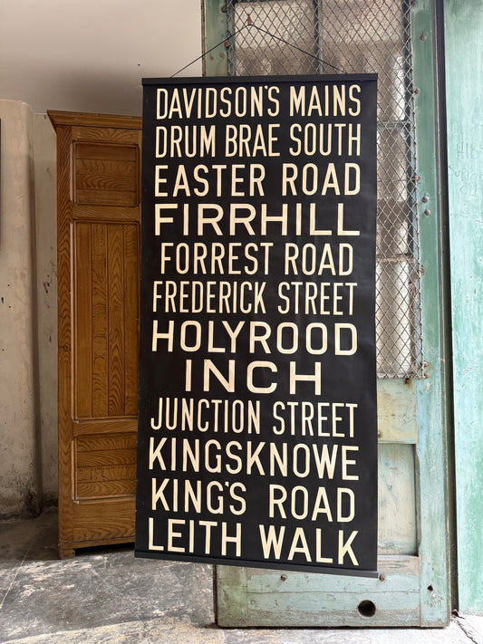 1950’s Linen Destination Bus Blind - Edinburgh - 
Davidson’s Mains to Leith Walk