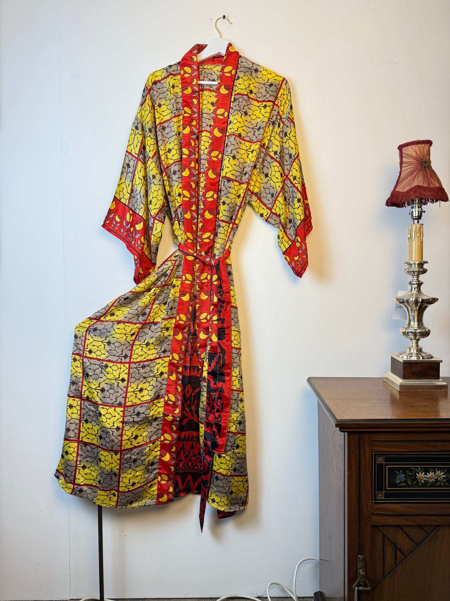 Vintage Saree Silk Kimono / Duster - Long