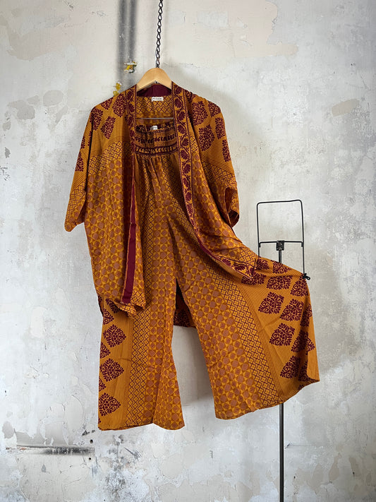 Vintage Saree Silk Trousers & Shirt Co-ordinated Set