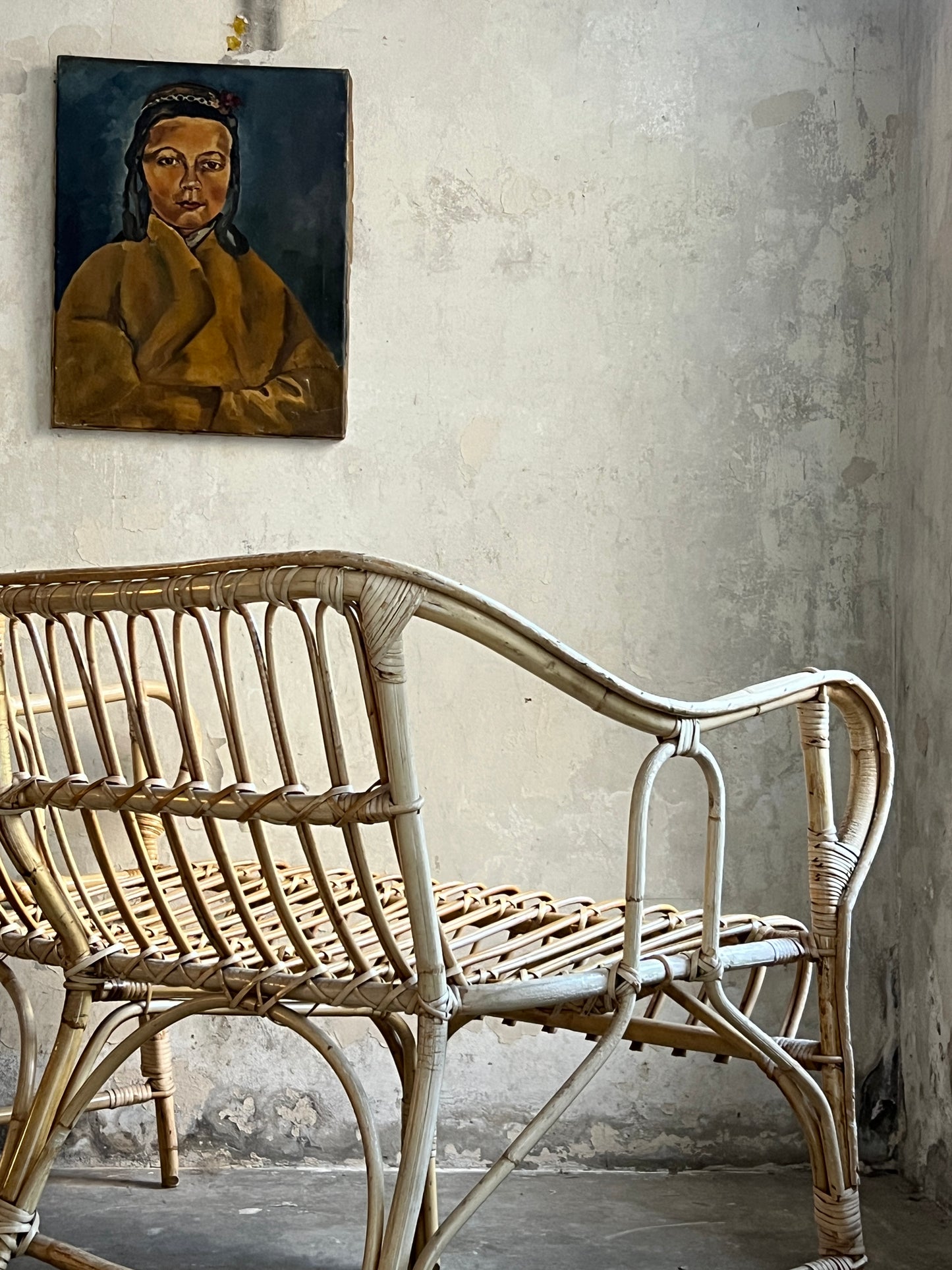 1960’s Italian Bamboo & Cane Sofa on the manner of Franco Albini