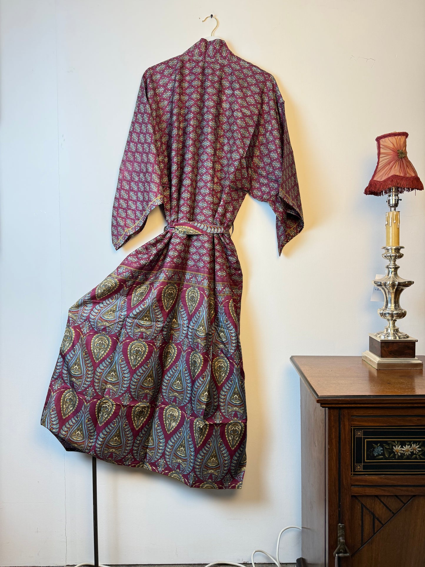 Vintage Saree Silk Kimono / Duster - Long