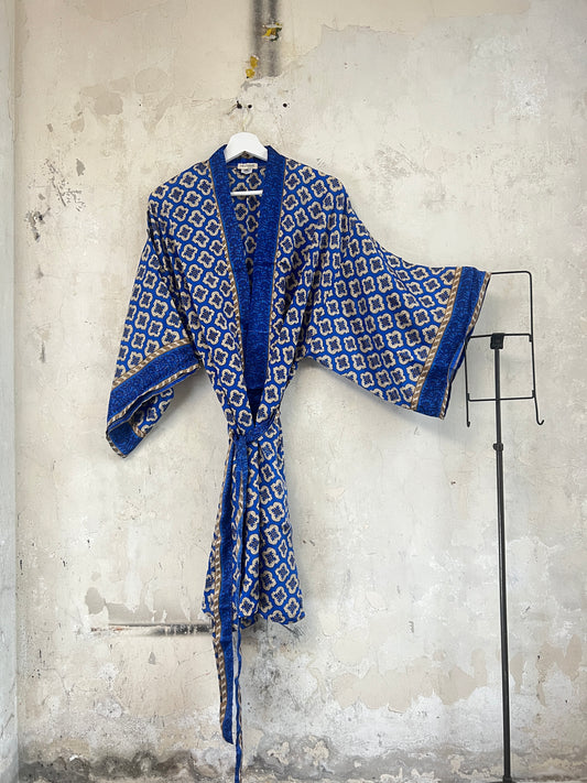 Vintage Saree Silk Kimono / Duster - Short
