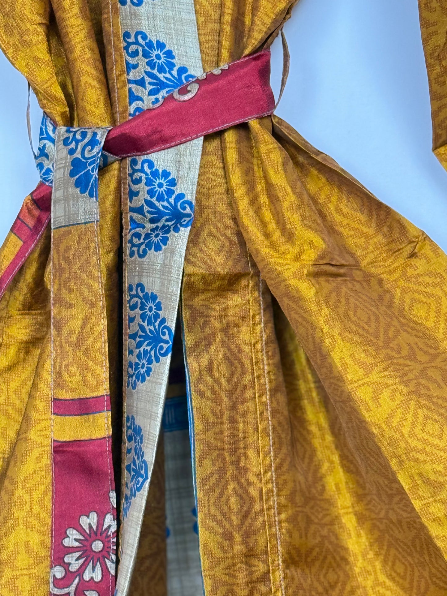 Vintage Saree Silk Kimono / Duster - Long