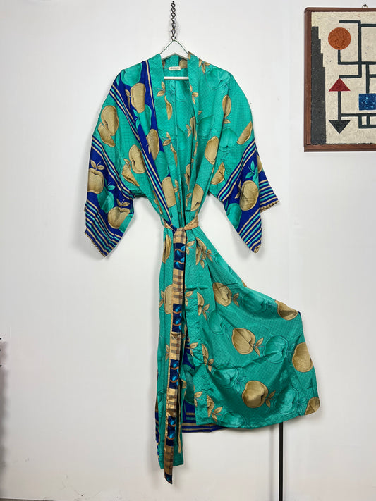 Vintage Saree Silk Kimono / Duster - Long - Wider Unisex Fit