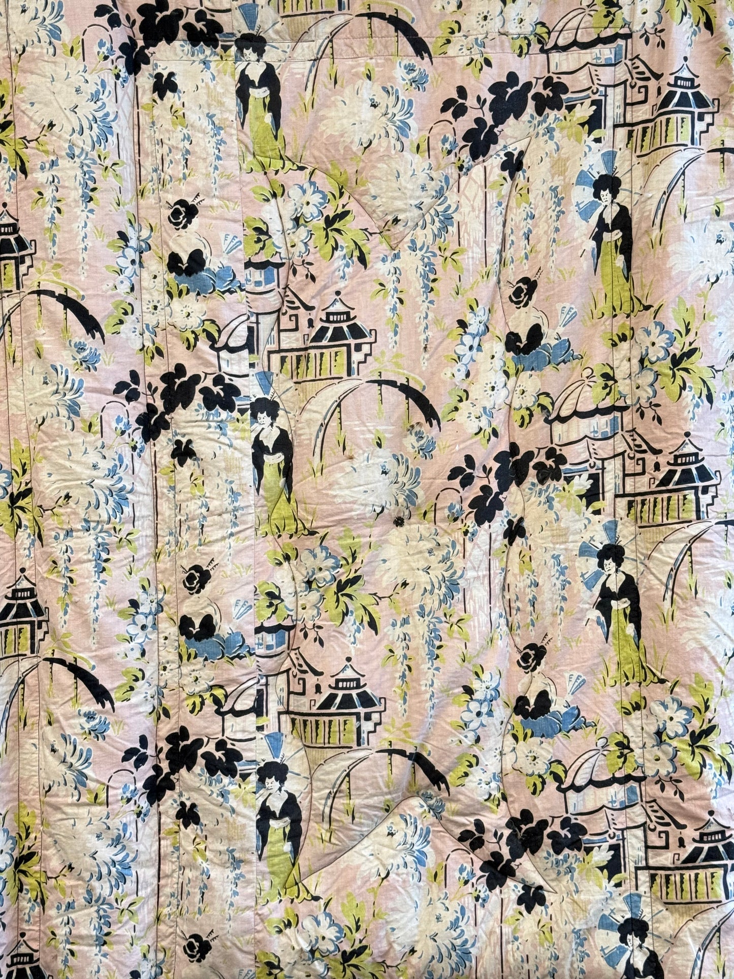 A 1930's Duck Feather Eiderdown - Rare Chinoiserie Pattern