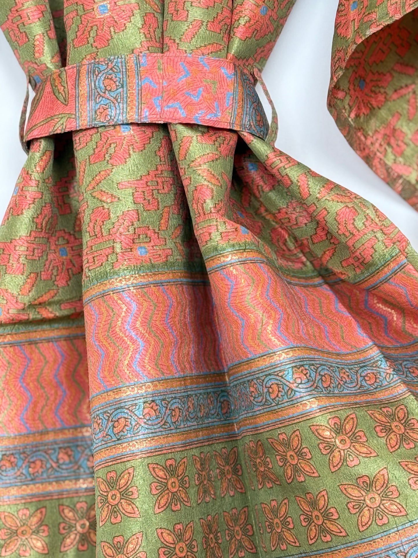 Vintage Saree Silk Kimono / Duster - Long